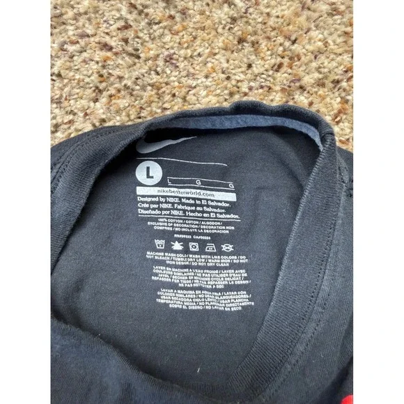 Nike Boys Large Black Just Do It Red Swoosh Long Sleeve Graphic T-Shirt L - Picture 6 of 7